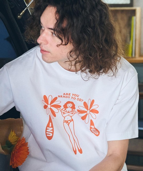 UN-FILLED（アンフィルド）の「mt9705- GERBERA GRID GIRL HEAVY WEIGHT T-SHIRT Tシャツ（Tシャツ/カットソー・メンズ・ホワイト/サンドベージュ・M/L/XL）」の4枚目の写真