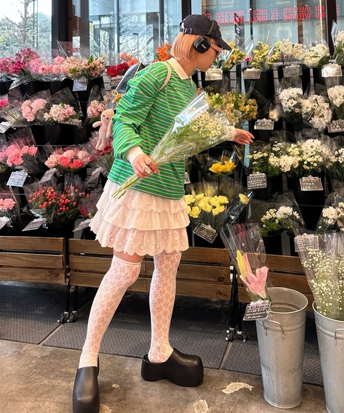 Alley Tokyo（アリートーキョー）の「フリフリのキャミワンピ（ワンピース・レディース・オフホワイト/チャコール・FREE）」の11枚目の写真