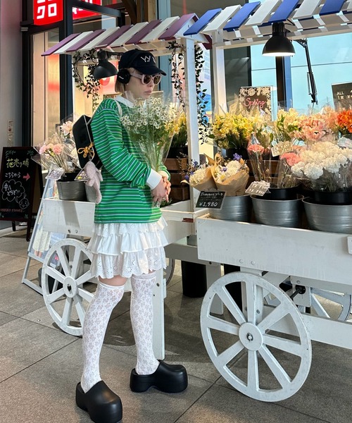 Alley Tokyo（アリートーキョー）の「フリフリのキャミワンピ（ワンピース・レディース・オフホワイト/チャコール・FREE）」の13枚目の写真