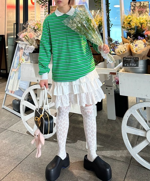 Alley Tokyo（アリートーキョー）の「フリフリのキャミワンピ（ワンピース・レディース・オフホワイト/チャコール・FREE）」の14枚目の写真