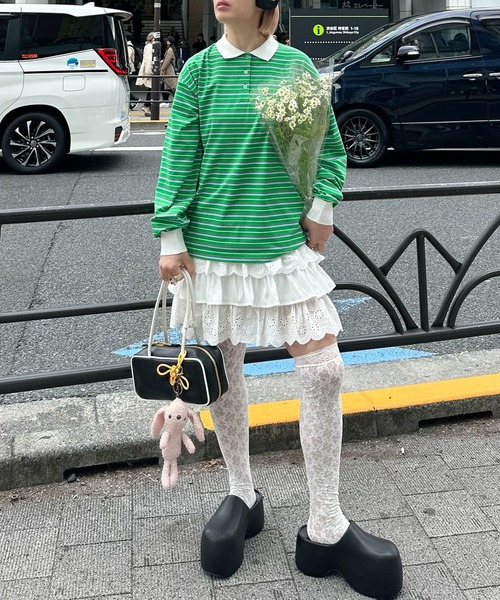 Alley Tokyo（アリートーキョー）の「フリフリのキャミワンピ（ワンピース・レディース・オフホワイト/チャコール・FREE）」の15枚目の写真