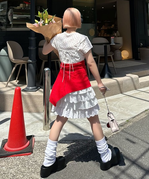 Alley Tokyo（アリートーキョー）の「フリフリのキャミワンピ（ワンピース・レディース・オフホワイト/チャコール・FREE）」の9枚目の写真