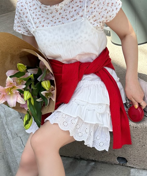 Alley Tokyo（アリートーキョー）の「フリフリのキャミワンピ（ワンピース・レディース・オフホワイト/チャコール・FREE）」の8枚目の写真