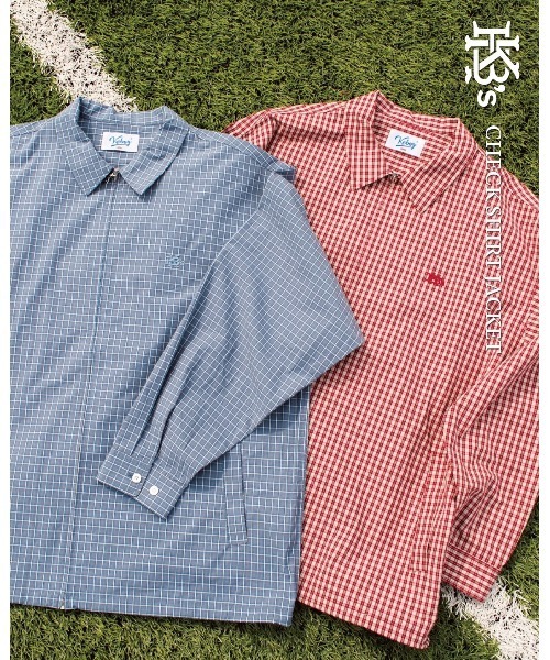 KEBOZ グレー チェック柄 アウター KEBOZ（ケボズ）の「CHECK SHIRT JACKET（ブルゾン）」 - WEAR