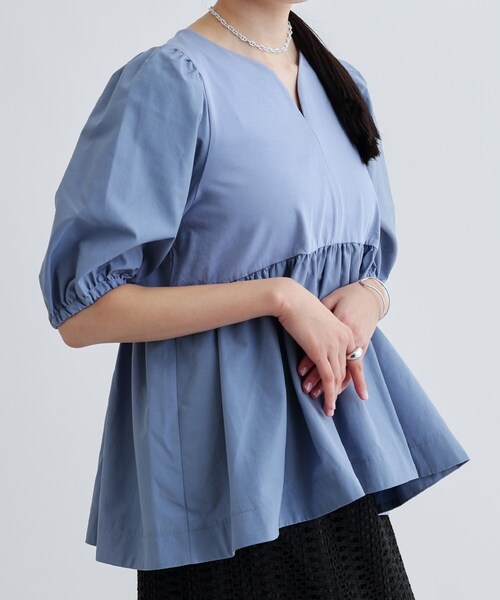 GALLEST / ギャレスト ハートネックペプラムカットソー ギャレスト GALLEST ハートネックペプラムカットソー （ブルー