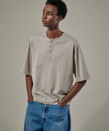 handvaerk | 60/2 ビッグ半袖ヘンリーネックTシャツ MEN