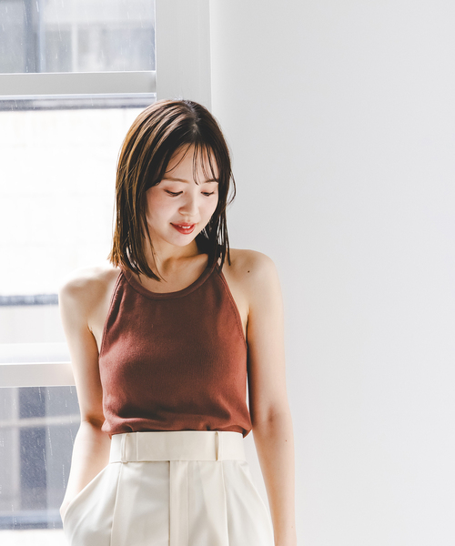ADAWAS(アダワズ)の「ADAWAS/アダワズ STRETCH COTTON TANKTOP(タンクトップ・レディース・ホワイト/ブラック/ブラウン・FREE)」の4枚目の写真