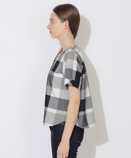 BLUE LABEL CRESTBRIDGE(ブルーレーベルクレストブリッジ)の「【WEB限定】クレストブリッジチェックライトクロッシングツイルスキッパーブラウス(シャツ/ブラウス・レディース・オレンジ系その他2/ベージュ系その他/グレー系その他2・38/36)」の5枚目の写真