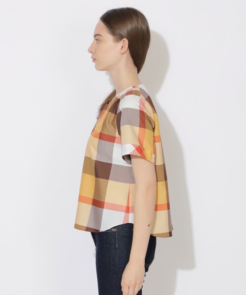 BLUE LABEL CRESTBRIDGE(ブルーレーベルクレストブリッジ)の「【WEB限定】クレストブリッジチェックライトクロッシングツイルスキッパーブラウス(シャツ/ブラウス・レディース・オレンジ系その他2/ベージュ系その他/グレー系その他2・38/36)」の15枚目の写真
