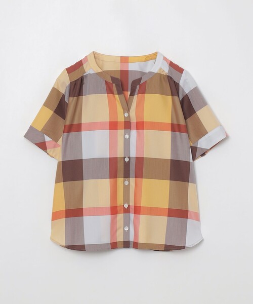 BLUE LABEL CRESTBRIDGE(ブルーレーベルクレストブリッジ)の「【WEB限定】クレストブリッジチェックライトクロッシングツイルスキッパーブラウス(シャツ/ブラウス・レディース・オレンジ系その他2/ベージュ系その他/グレー系その他2・38/36)」の18枚目の写真