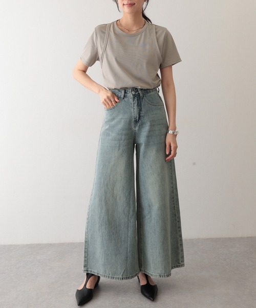 Lace Ladies(レースレディース)の「ソリッドカラー フェイクレイヤード クルーネック 半袖 Tシャツ(Tシャツ/カットソー・レディース・ホワイト/グリーン/グレー・S/M/L)」の14枚目の写真