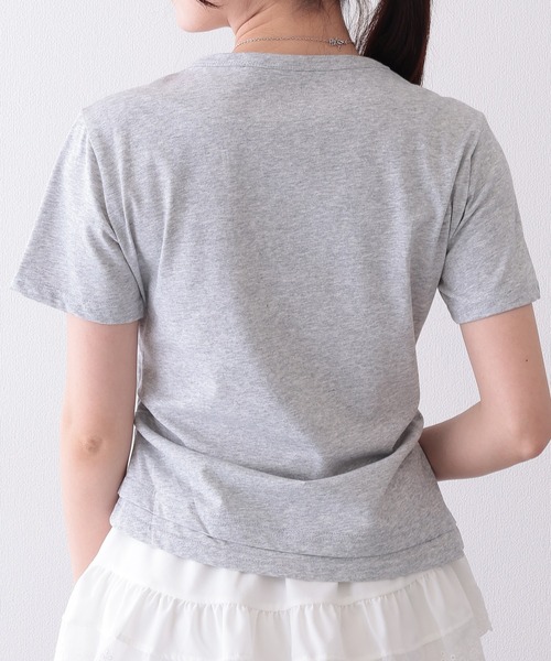Lace Ladies(レースレディース)の「ソリッドカラー フェイクレイヤード クルーネック 半袖 Tシャツ(Tシャツ/カットソー・レディース・ホワイト/グリーン/グレー・S/M/L)」の12枚目の写真