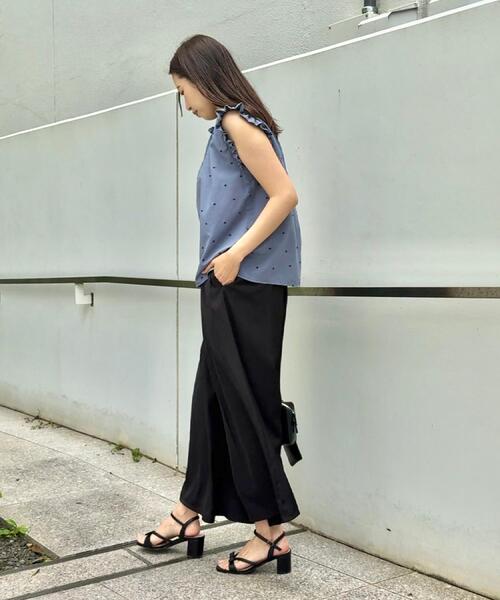 couture brooch（クチュールブローチ）の「【マシンウォッシャブル】ドット刺繍リボンデザインブラウス（シャツ/ブラウス・レディース・ブルー系5/ブラック系・38/36/42/40）」の9枚目の写真