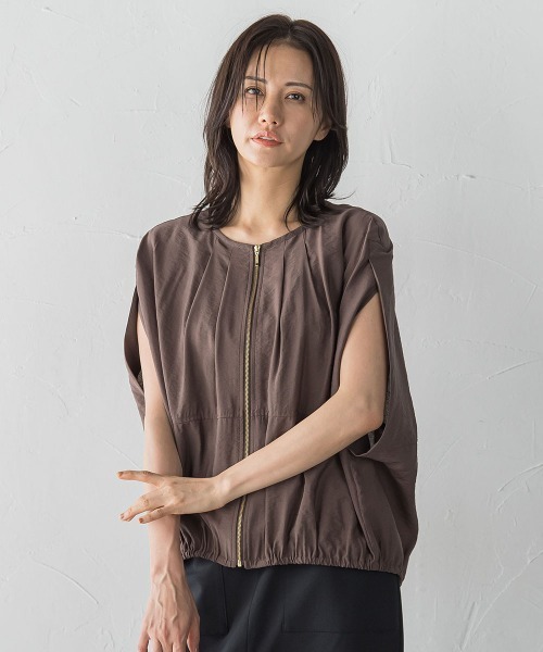 LAUTREAMONT(ロートレアモン)の「【WEB限定】スリットスリーブノーカラーブルゾン≪手洗い可能≫(ブルゾン・レディース・カーキ/ホワイト/ブラウン/ブラック・9号)」の3枚目の写真