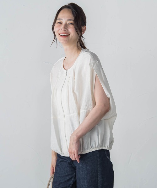 LAUTREAMONT(ロートレアモン)の「【WEB限定】スリットスリーブノーカラーブルゾン≪手洗い可能≫(ブルゾン・レディース・カーキ/ホワイト/ブラウン/ブラック・9号)」の1枚目の写真