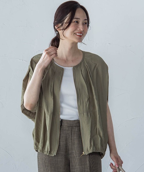 LAUTREAMONT(ロートレアモン)の「【WEB限定】スリットスリーブノーカラーブルゾン≪手洗い可能≫(ブルゾン・レディース・カーキ/ホワイト/ブラウン/ブラック・9号)」の9枚目の写真