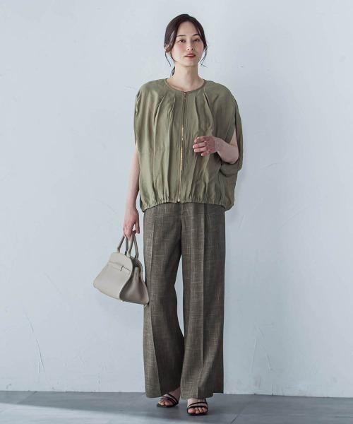 LAUTREAMONT(ロートレアモン)の「【WEB限定】スリットスリーブノーカラーブルゾン≪手洗い可能≫(ブルゾン・レディース・カーキ/ホワイト/ブラウン/ブラック・9号)」の11枚目の写真