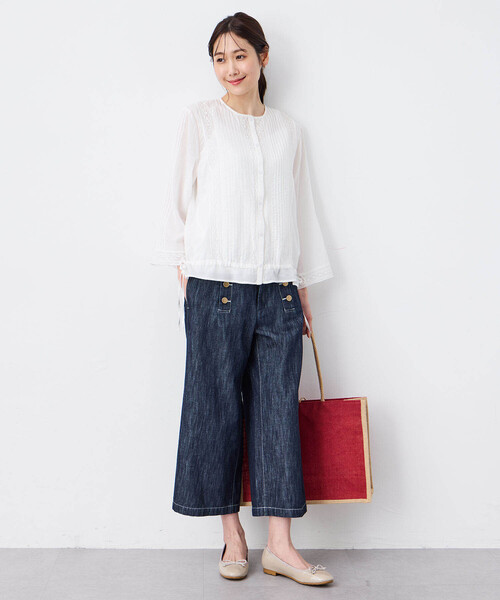 【超美品新品未使用】Eaphi 2025春夏ラッフルデニムパンツ S キャメル セール】【ムラサキスポーツ限定】RINEN&COMPANY/リネンアンド