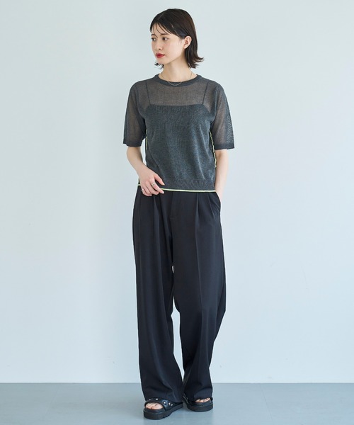 meilmada(メイルマダ)の「ハーフスリーブ配色シアーニット(ニット/セーター・レディース・チャコールグレー/ブルー・FREE)」の8枚目の写真