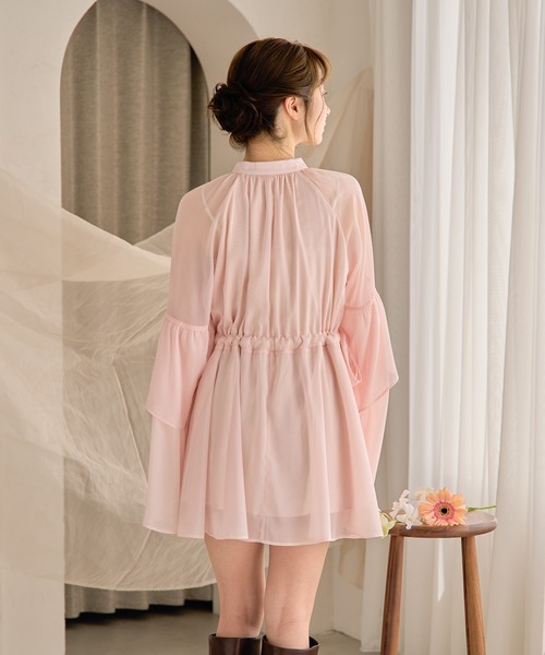 セール】2way frill sleeve tunic blouse / 2wayフリルスリーブ