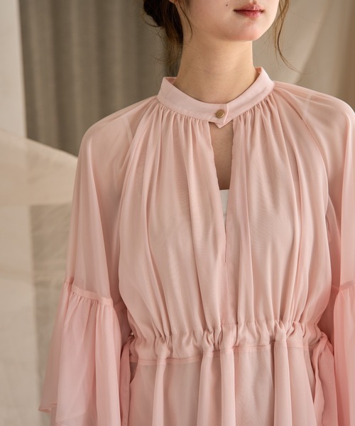【新品未使用】mideal 2way チュニックブラウス 2way frill sleeve tunic blouse / 2wayフリルスリーブ
