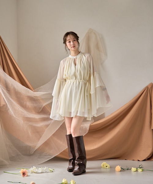 【新品未使用】mideal 2way チュニックブラウス mideal チュニック 2way frill sleeve tunic blouse / 2way