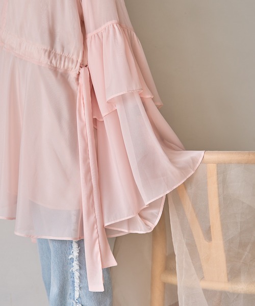 mideal（マイディール）の「2way frill sleeve tunic blouse / 2wayフリルスリーブチュニックブラウス（チュニック・レディース・ピンク/アイボリー/ブルーグリーン・FREE）」の17枚目の写真