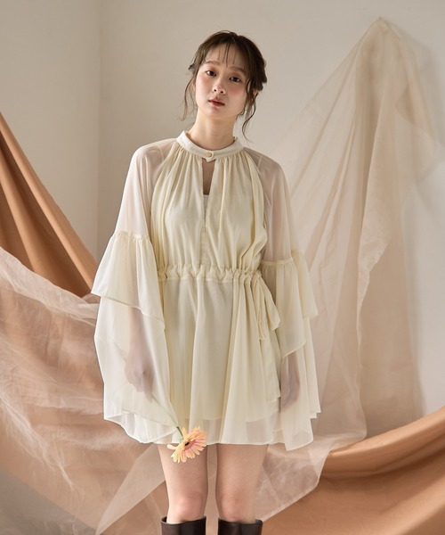 【新品未使用】mideal 2way チュニックブラウス mideal チュニック 2way frill sleeve tunic blouse / 2way