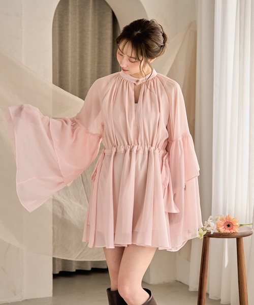 美品　ポールスミス とろみ フリルブラウス 袖裏マルチカラー 38 アセテート 2way frill sleeve tunic blouse / 2wayフリルスリーブ