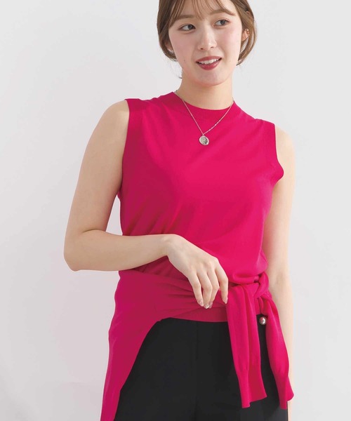 ニット セーター 「別売りアンサンブル可能」接触冷感シアーノースリーブニット レディース セール】【別売りアンサンブル可能】接触冷感シアーノースリーブ