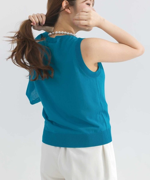 PICCIN（ピッチン）の「【別売りアンサンブル可能】接触冷感シアーノースリーブニット（ニット/セーター・レディース・チェリーピンク/オフホワイト/イエロー/ブラック/ターコイズブルー・M）」の8枚目の写真