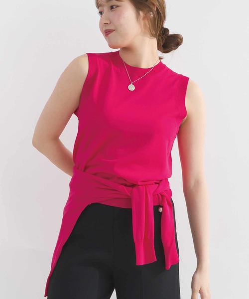 PICCIN（ピッチン）の「【別売りアンサンブル可能】接触冷感シアーノースリーブニット（ニット/セーター・レディース・チェリーピンク/オフホワイト/イエロー/ブラック/ターコイズブルー・M）」の14枚目の写真