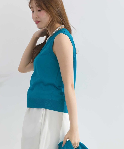 ニット セーター 「別売りアンサンブル可能」接触冷感シアーノースリーブニット レディース セール】【別売りアンサンブル可能】接触冷感シアーノースリーブ