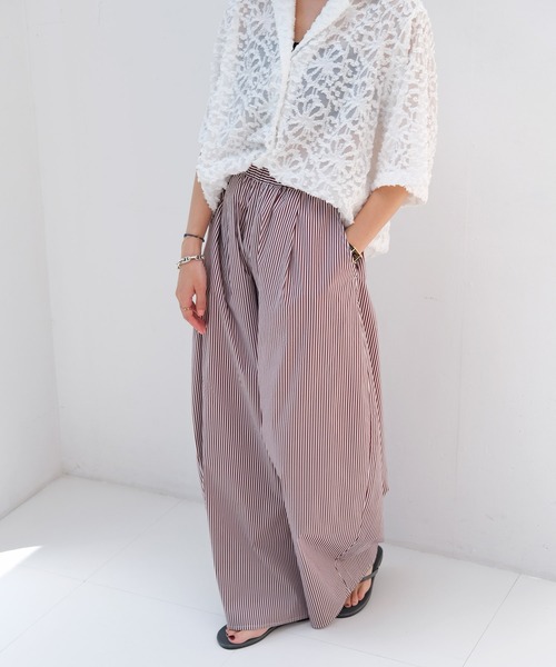 AKTE(アクテ)の「ライトコットンボリュームパンツ(その他パンツ・レディース・ブルー/バーガンディー・FREE/TALL)」の3枚目の写真