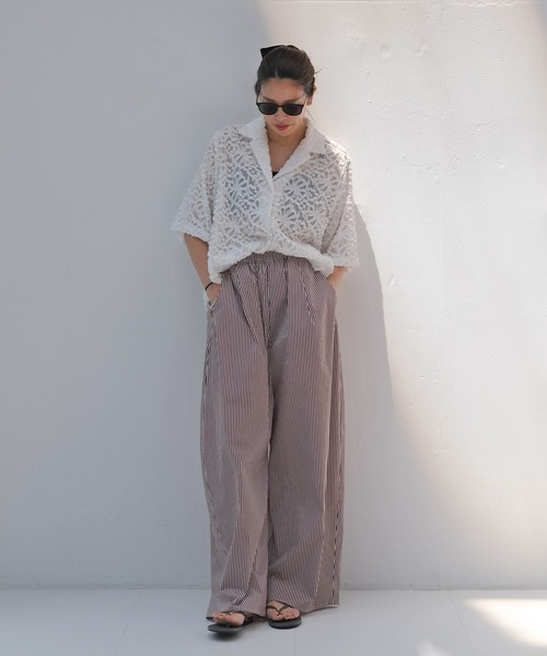 AKTE(アクテ)の「ライトコットンボリュームパンツ(その他パンツ・レディース・ブルー/バーガンディー・FREE/TALL)」の4枚目の写真