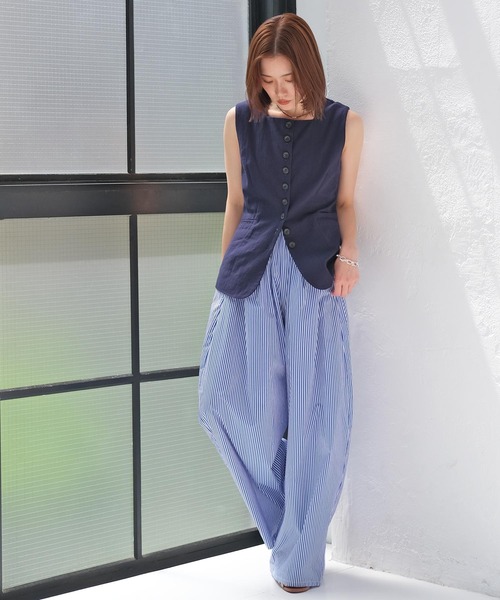 AKTE(アクテ)の「ライトコットンボリュームパンツ(その他パンツ・レディース・ブルー/バーガンディー・FREE/TALL)」の7枚目の写真