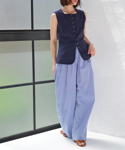 AKTE(アクテ)の「ライトコットンボリュームパンツ(その他パンツ・レディース・ブルー/バーガンディー・FREE/TALL)」の8枚目の写真