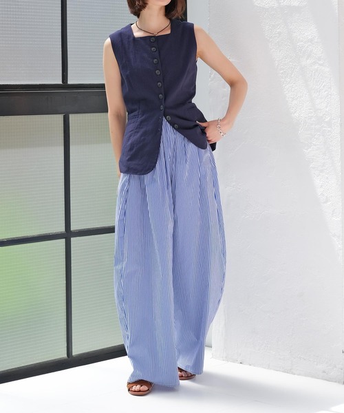 AKTE(アクテ)の「ライトコットンボリュームパンツ(その他パンツ・レディース・ブルー/バーガンディー・FREE/TALL)」の10枚目の写真