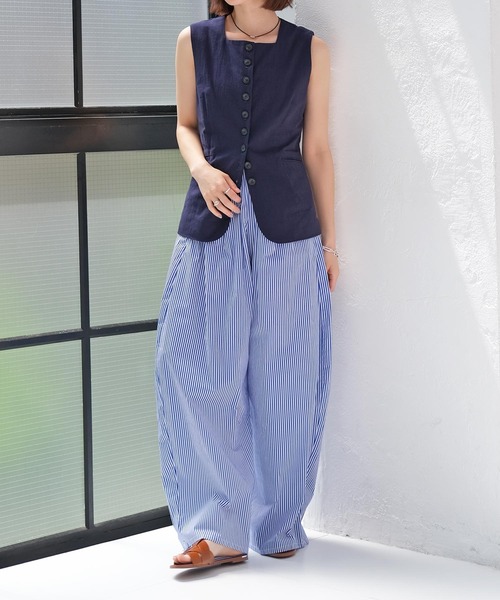 AKTE(アクテ)の「ライトコットンボリュームパンツ(その他パンツ・レディース・ブルー/バーガンディー・FREE/TALL)」の14枚目の写真