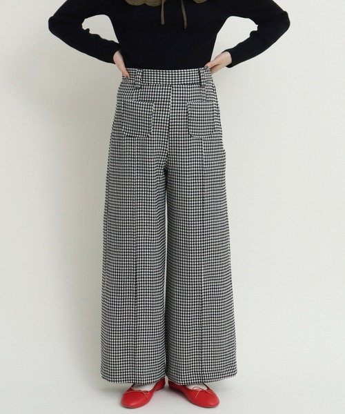 Dot＆Stripes CHILD WOMAN（ドットアンドストライプス　チャイルドウーマン）の「ウールギンガム ワイドパンツ（その他パンツ・レディース・ブラック・36/38）」の16枚目の写真