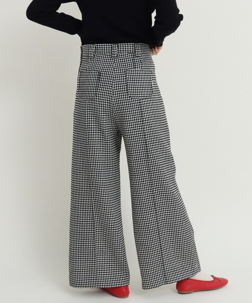 Dot＆Stripes CHILD WOMAN（ドットアンドストライプス　チャイルドウーマン）の「ウールギンガム ワイドパンツ（その他パンツ・レディース・ブラック・36/38）」の6枚目の写真