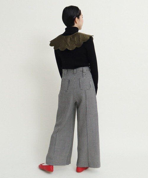 Dot＆Stripes CHILD WOMAN（ドットアンドストライプス　チャイルドウーマン）の「ウールギンガム ワイドパンツ（その他パンツ・レディース・ブラック・36/38）」の21枚目の写真