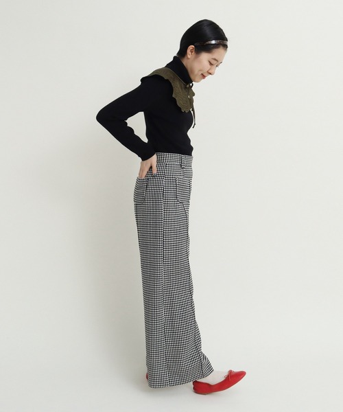 Dot＆Stripes CHILD WOMAN（ドットアンドストライプス　チャイルドウーマン）の「ウールギンガム ワイドパンツ（その他パンツ・レディース・ブラック・36/38）」の14枚目の写真
