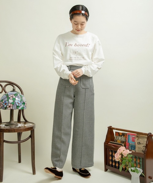 Dot＆Stripes CHILD WOMAN（ドットアンドストライプス　チャイルドウーマン）の「ウールギンガム ワイドパンツ（その他パンツ・レディース・ブラック・36/38）」の4枚目の写真