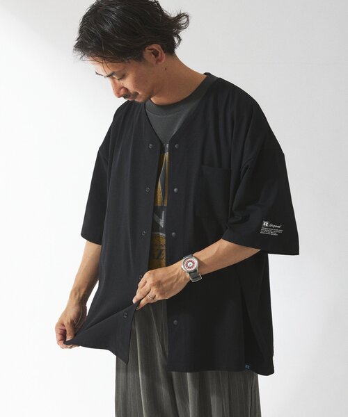 Russell Athletic（ラッセルアスレティック）の「吸水速乾 RUSSELL ATHLETIC 別注 Dri-Power(R) ベースボールシャツ（シャツ/ブラウス・メンズ・チャコールグレー/ライトブルー/ブラック・MEDIUM/LARGE）」の17枚目の写真