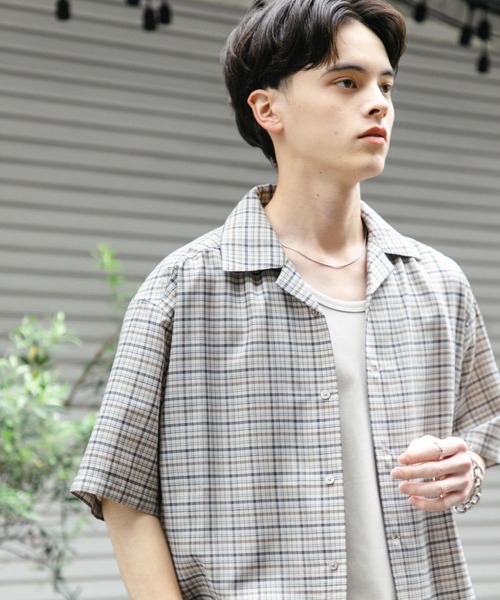 セール】チェックオープンカラーショートスリーブシャツ（シャツ