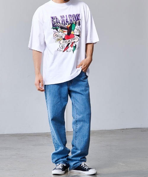 Ed Hardy(エドハーディー)の「『ED HARDY/エドハーディー』クルーネック イーグル半袖Tシャツ(Tシャツ/カットソー・メンズ・ブラック/ホワイト・L/M)」の4枚目の写真
