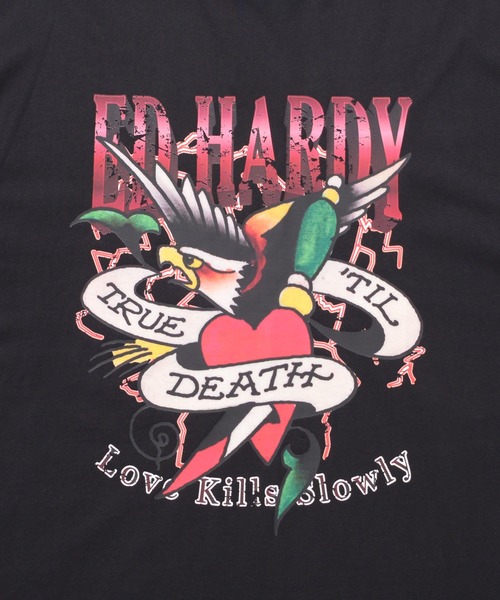 Ed Hardy(エドハーディー)の「『ED HARDY/エドハーディー』クルーネック イーグル半袖Tシャツ(Tシャツ/カットソー・メンズ・ブラック/ホワイト・L/M)」の13枚目の写真