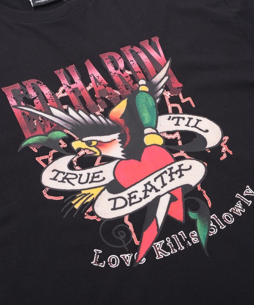 Ed Hardy(エドハーディー)の「『ED HARDY/エドハーディー』クルーネック イーグル半袖Tシャツ(Tシャツ/カットソー・メンズ・ブラック/ホワイト・L/M)」の14枚目の写真