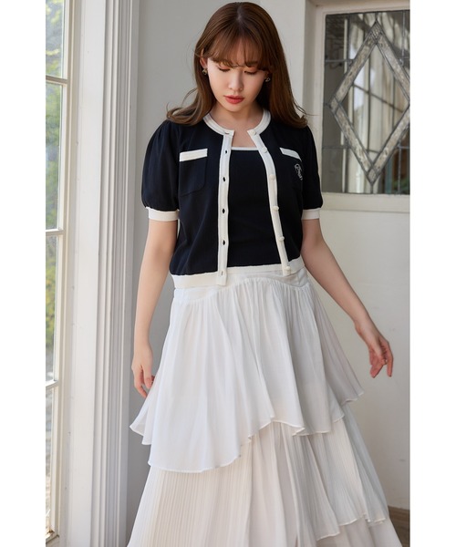 （新品タグ、替えボタン付）Siena Bicolor Rib Knit Set Siena Bicolor Rib Knit Set（アンサンブル）｜Her lip to（ハー